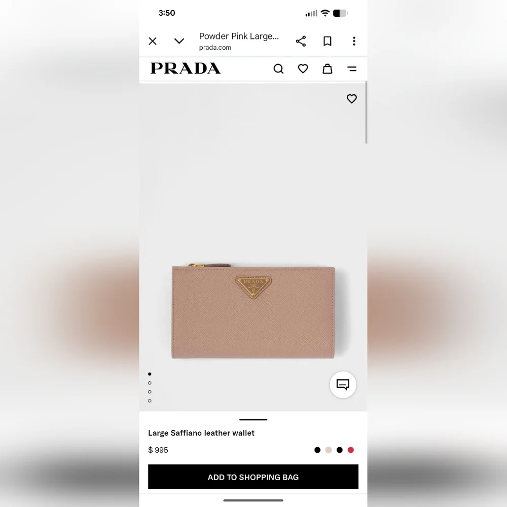 Prada Saffiano Metallic Leather Continental Rose gold Pink Double Snap Wallet - Picture 17 of 17